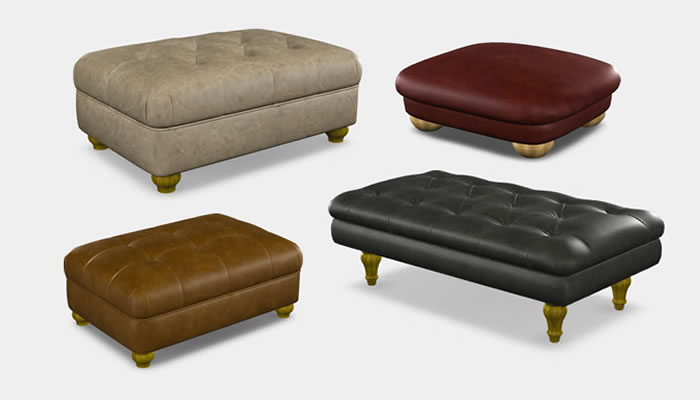 Wood Bros Leather Footstool Range